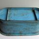 Doll bathtub, blue sheet toy, brass faucet, 1880-1900 era
