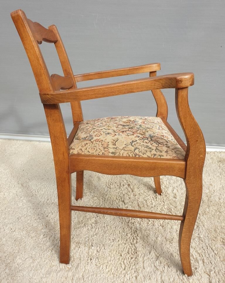 Fauteuil bridge de bureau assise tapisserie vintage 1950