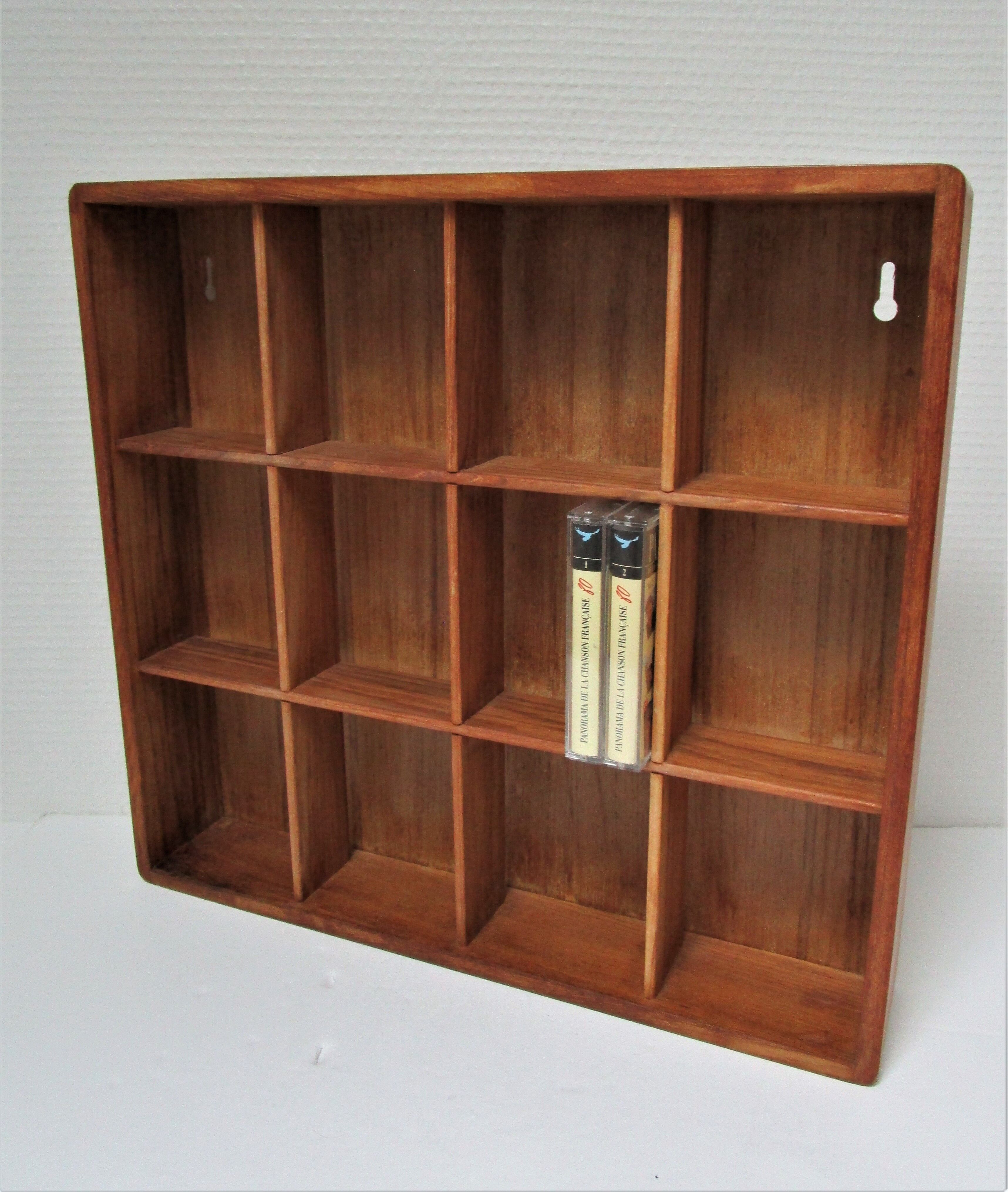 Vintage solid beech wood wall shelf