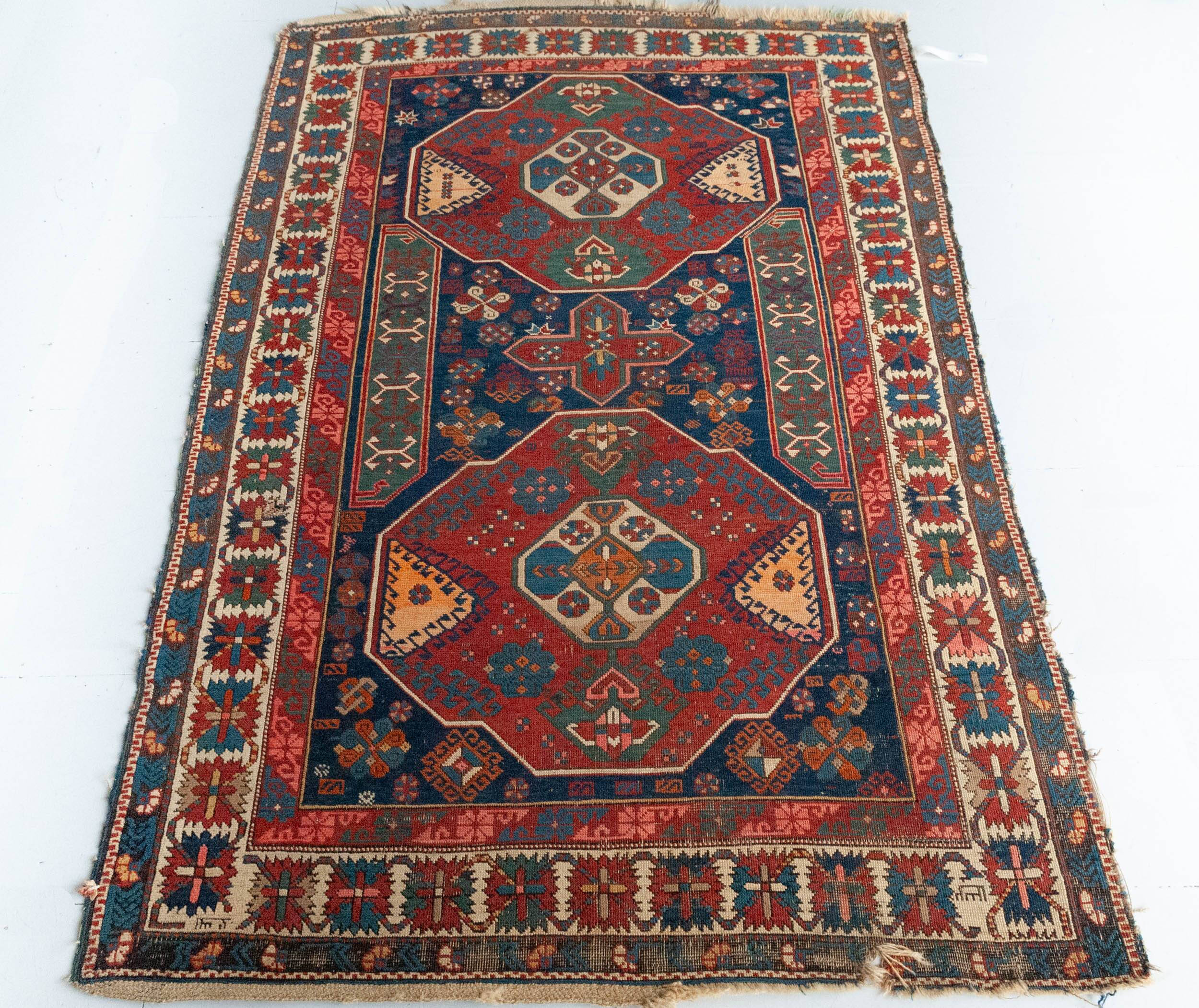 Antique Caucasian Tribal Rug - Handwoven
