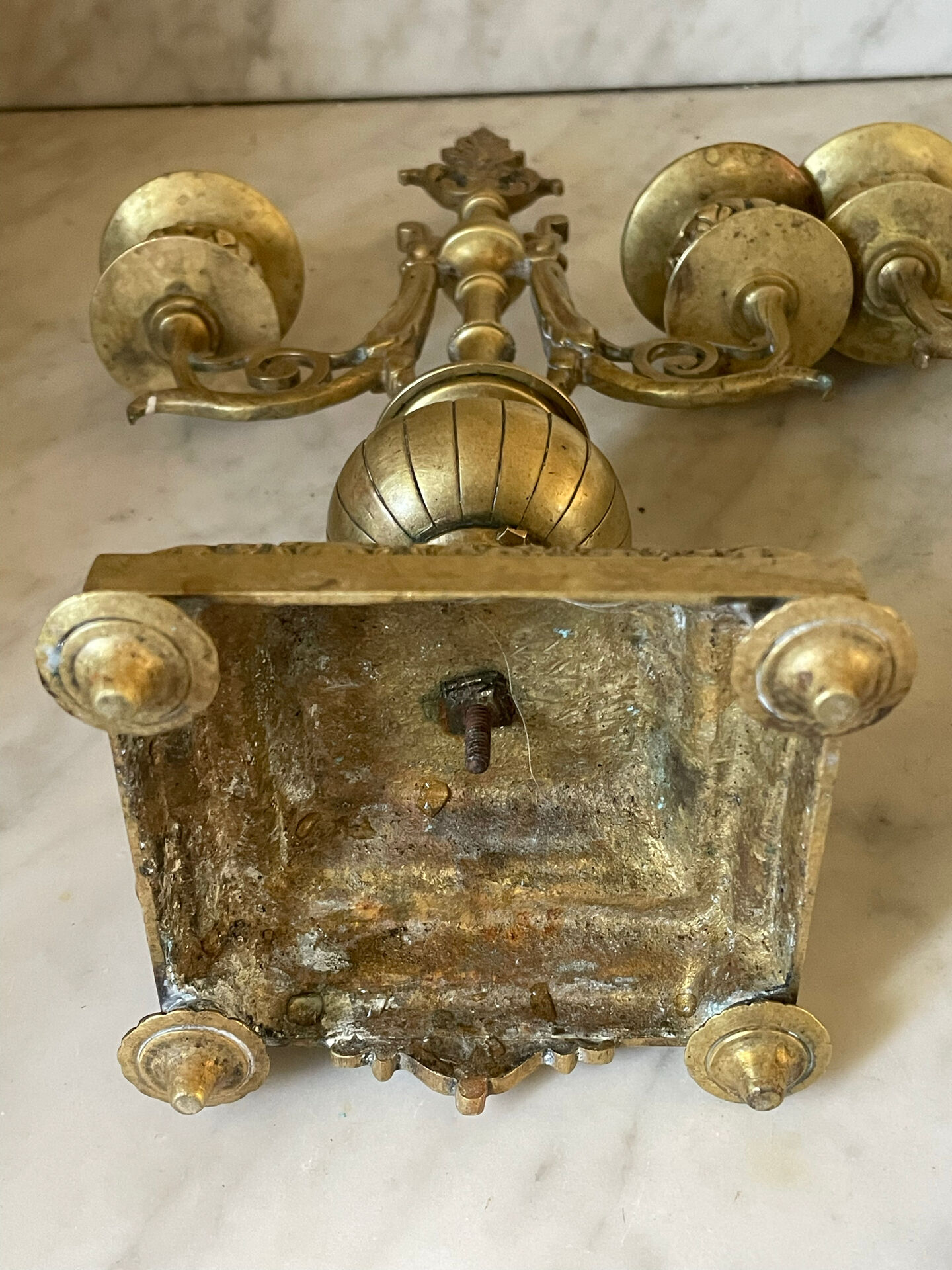 Pair of gilded bronze candlesticks in the Napoleon III style.
