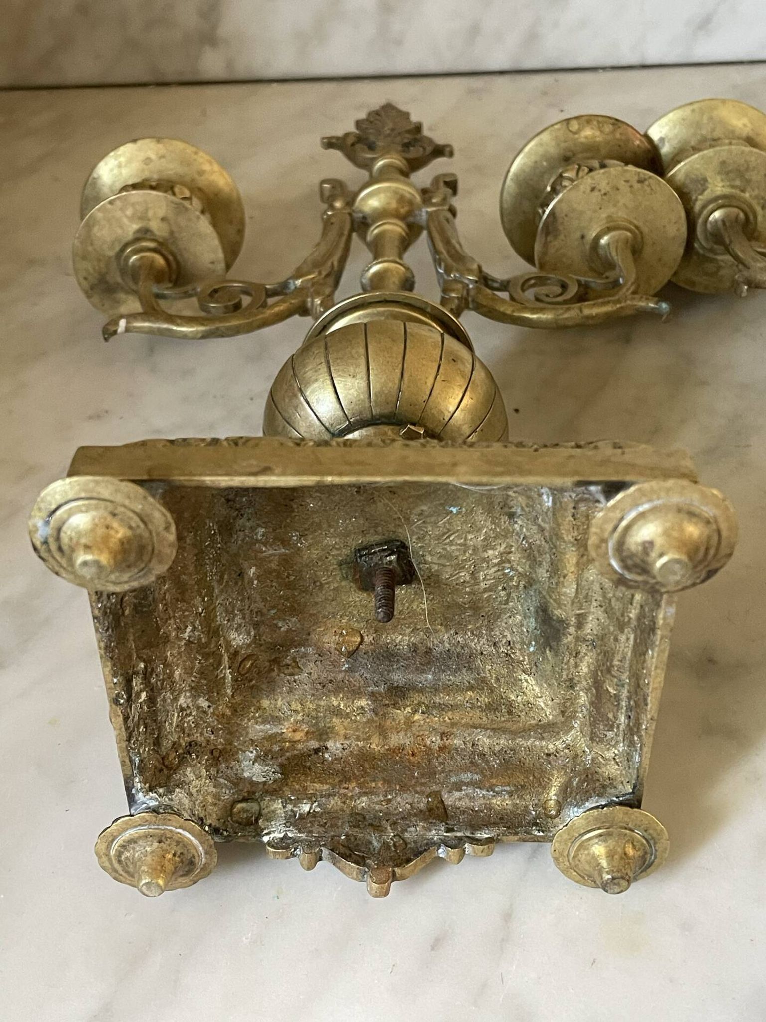 Pair of gilded bronze candlesticks in the Napoleon III style.