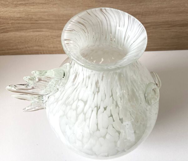 Atypique Vase en Verre Marbré de Murano Verriers Vénitiens Design Poisson