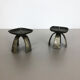 Set of 2 Modernist Vintage 1970s Sculptural Brutalist Metal Candleholder, France