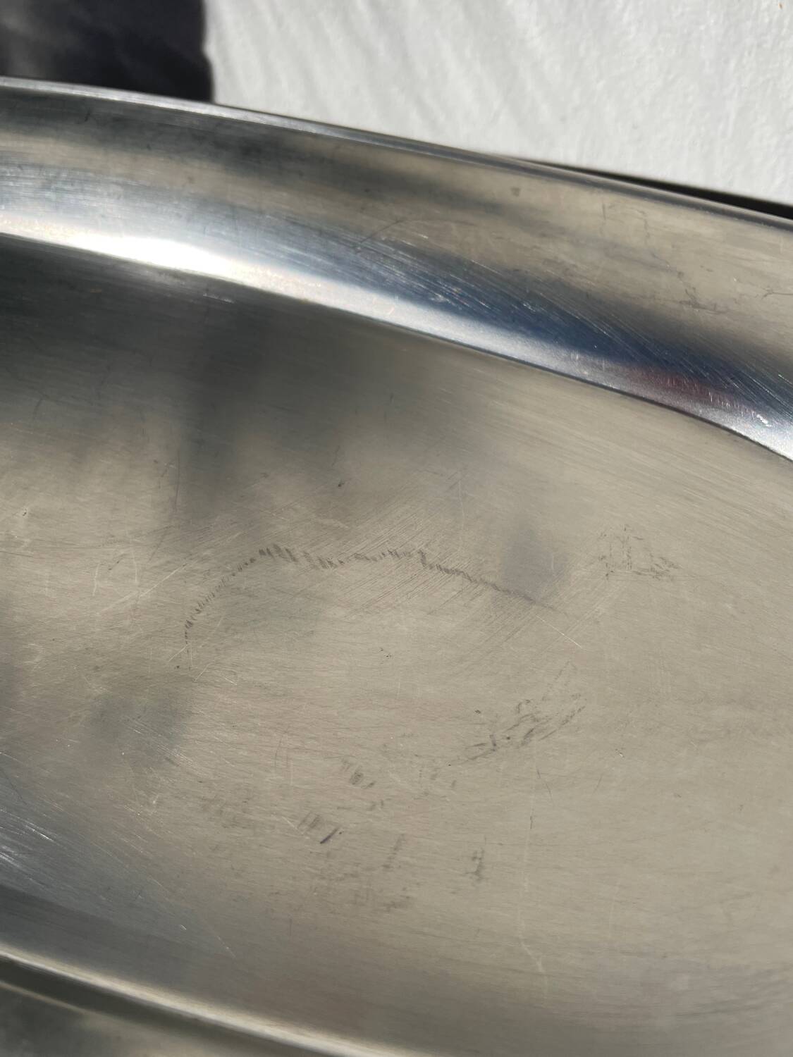 Large, long oval stainless steel platter by Rémy Letang