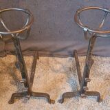 Paire de landiers, chenets à godets XIXème