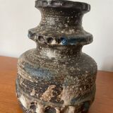 Vase émaillé West Germany brun avec accents bleus