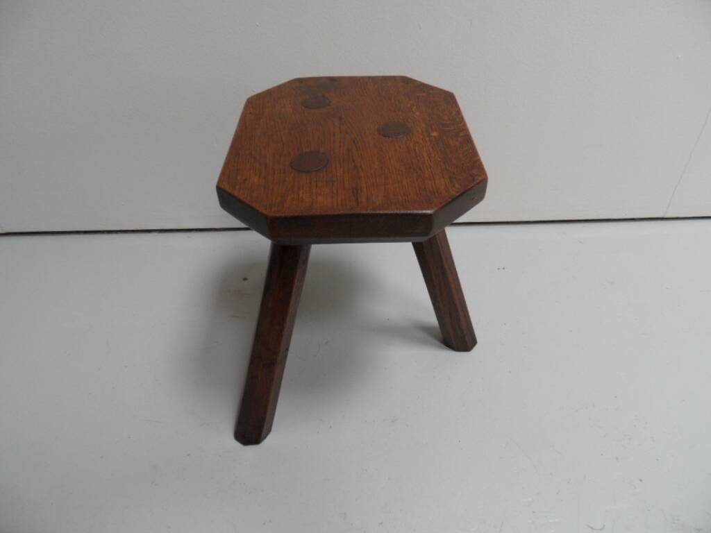 Antique oak milk stool