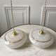 Pair of suspensions in white Clichy glass and golden edging 40s-50s