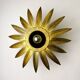 Spanish sunburst flush mount light fixture in gilt iron, Ferro Art, 1960s