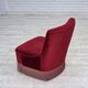1960s, Danish armchair, original red furniture velour, beech wood legs.