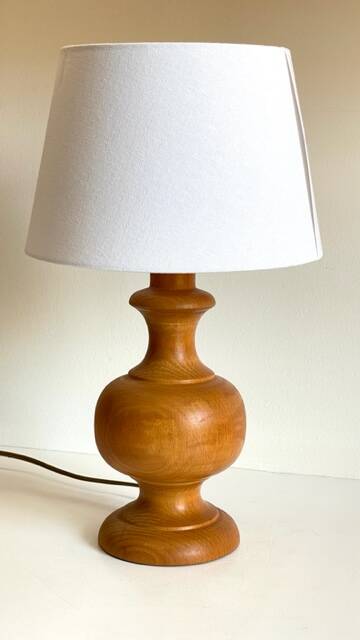 Vintage turned wooden lamp