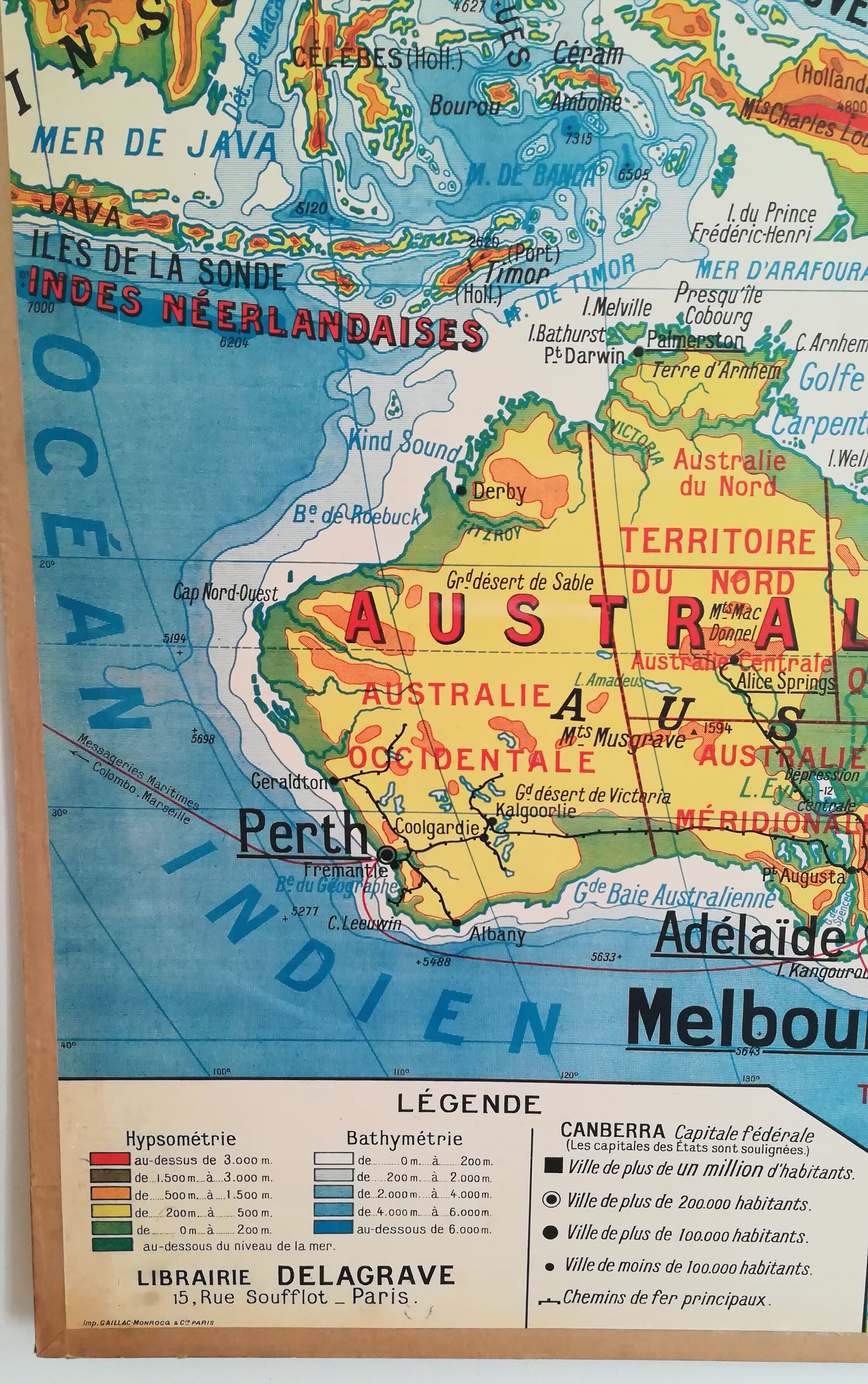 Geographical school Oceania Delagrave 60s map