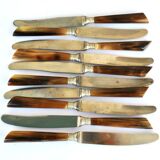 Set of 10 old knives in horn and steel 1920 dessert fruit