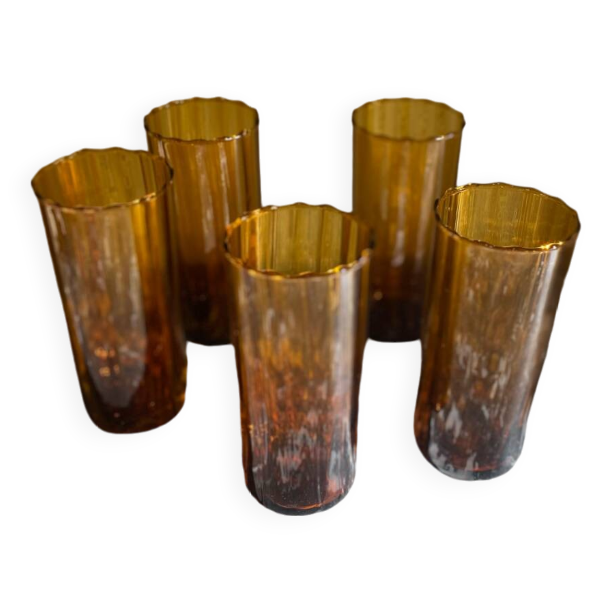 5 amber glasses