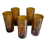 5 amber glasses