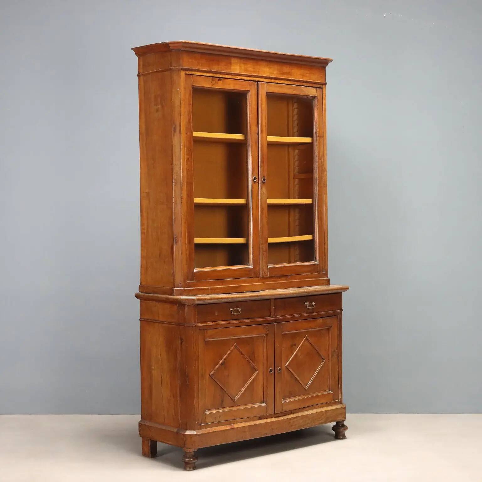 Antique walnut display cabinet, Italy, 19th century