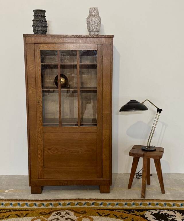 Small vintage art deco oak bookcase
