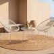 Set of 2 Armchairs + Glass Top Table
