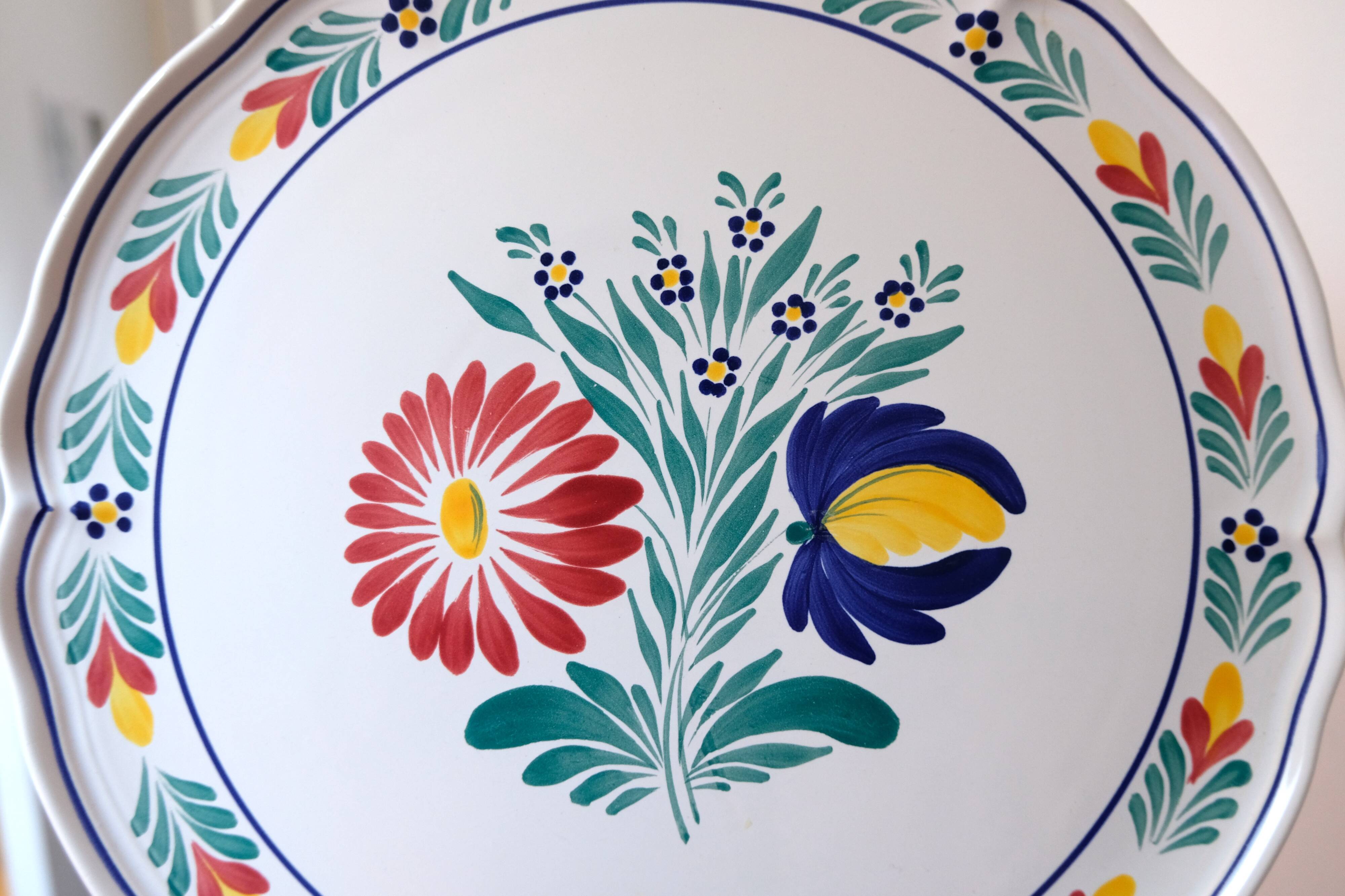 Vintage floral dish - Pornic earthenware factory