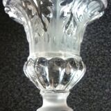 Pair of pressed, molded crystal candlesticks, signed Val Saint Lambert, art deco