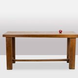 Brutalist style table, or desk, in beech. Circa 1900