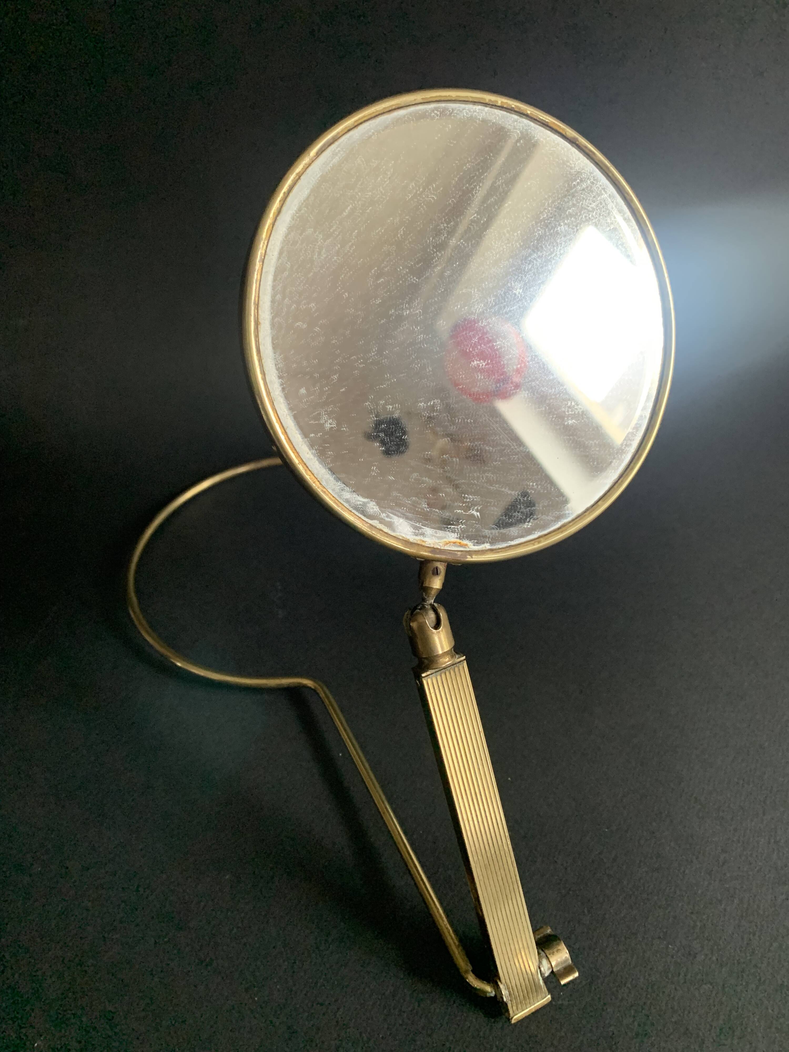 Adjustable table mirror in gilded brass, 1950, France