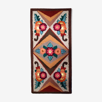 Tapis ancien américain hooke fait main 79x140cm, 1930