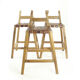 Tabourets de barre de cru en bois et cuir, Tchécoslovaquie années 1950