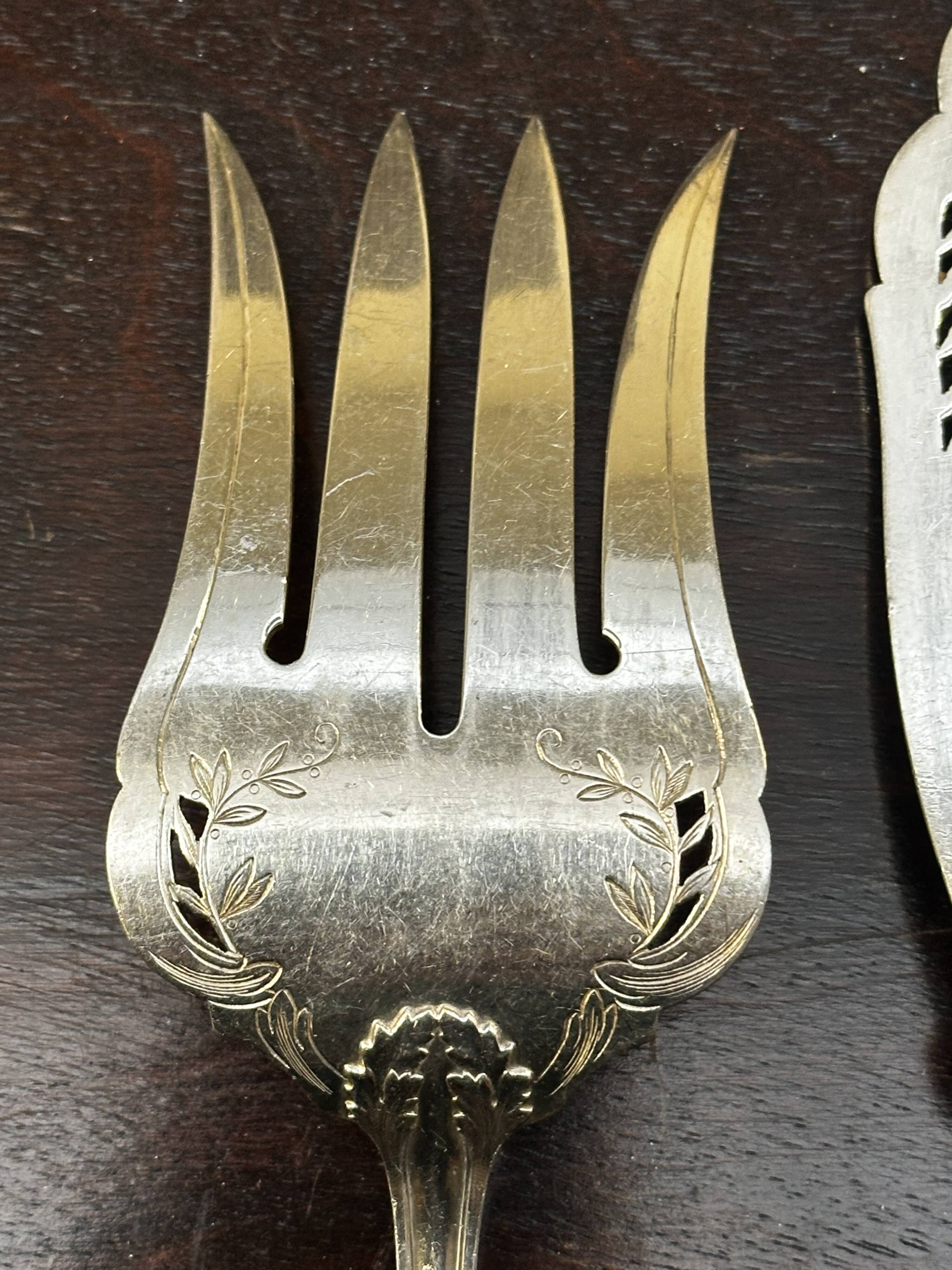 Silver Fish Serving Cutlery - Minerva Hallmarks - Art Nouveau