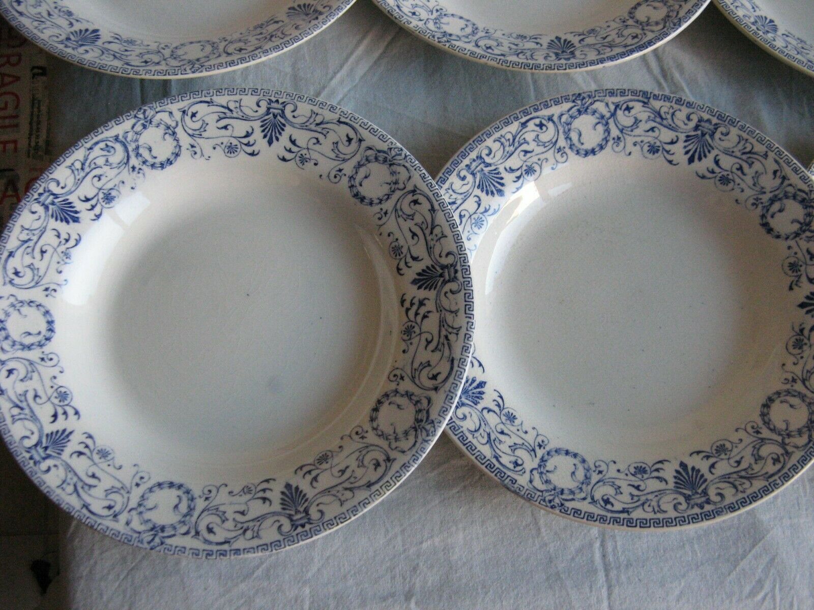 Lot of 6 hollow plates earthenware Creil Montereau décor Marie Louise