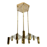 Vintage Italian brass and perspex chandelier by Zeroquattro from 70s
