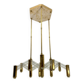 Lustre vintage italien en laiton et plexiglas par Zeroquattro datant des années 70
