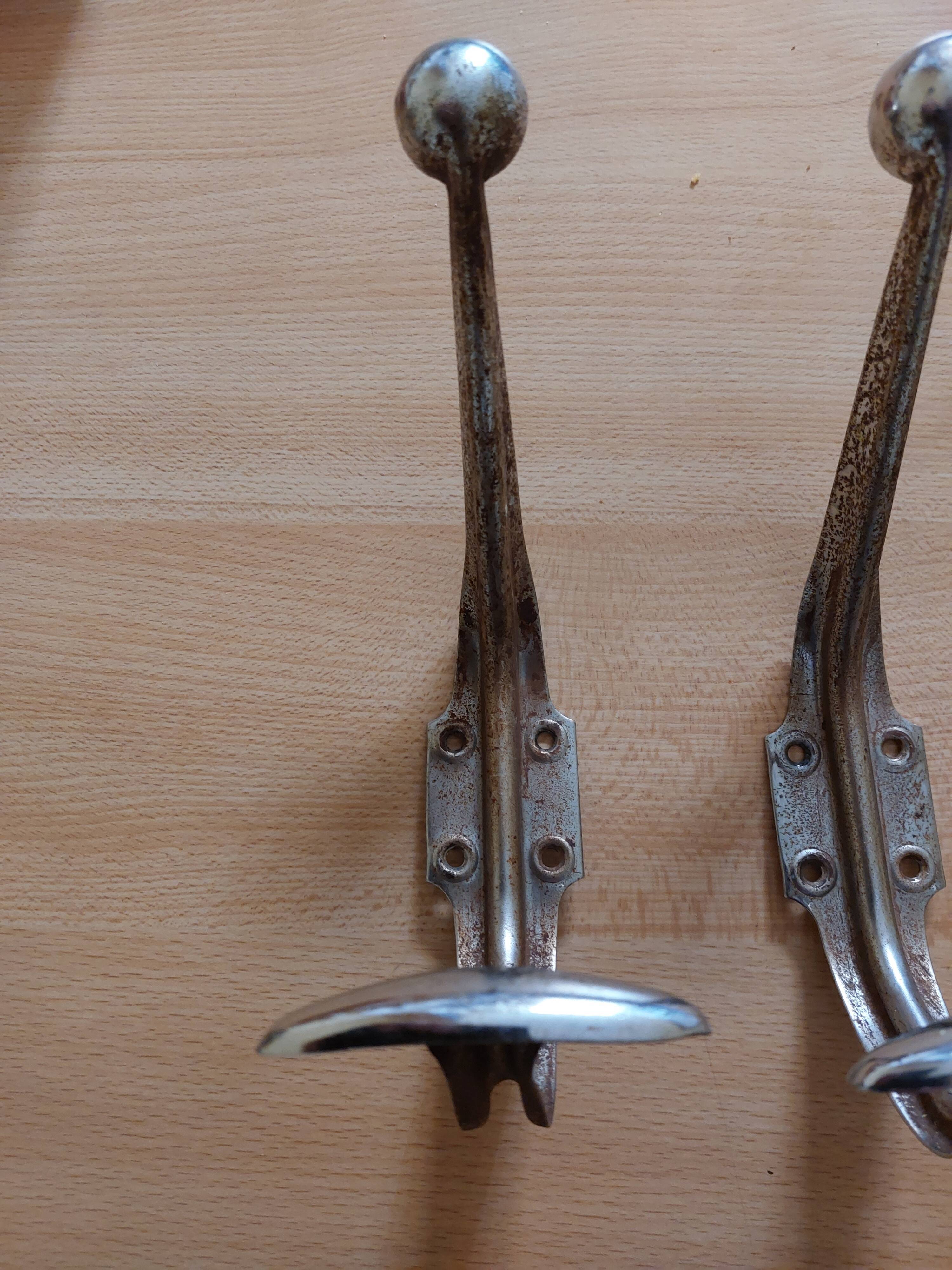 4 metal wall hooks 50s