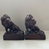 Serre-livres lions Pompeian bronze