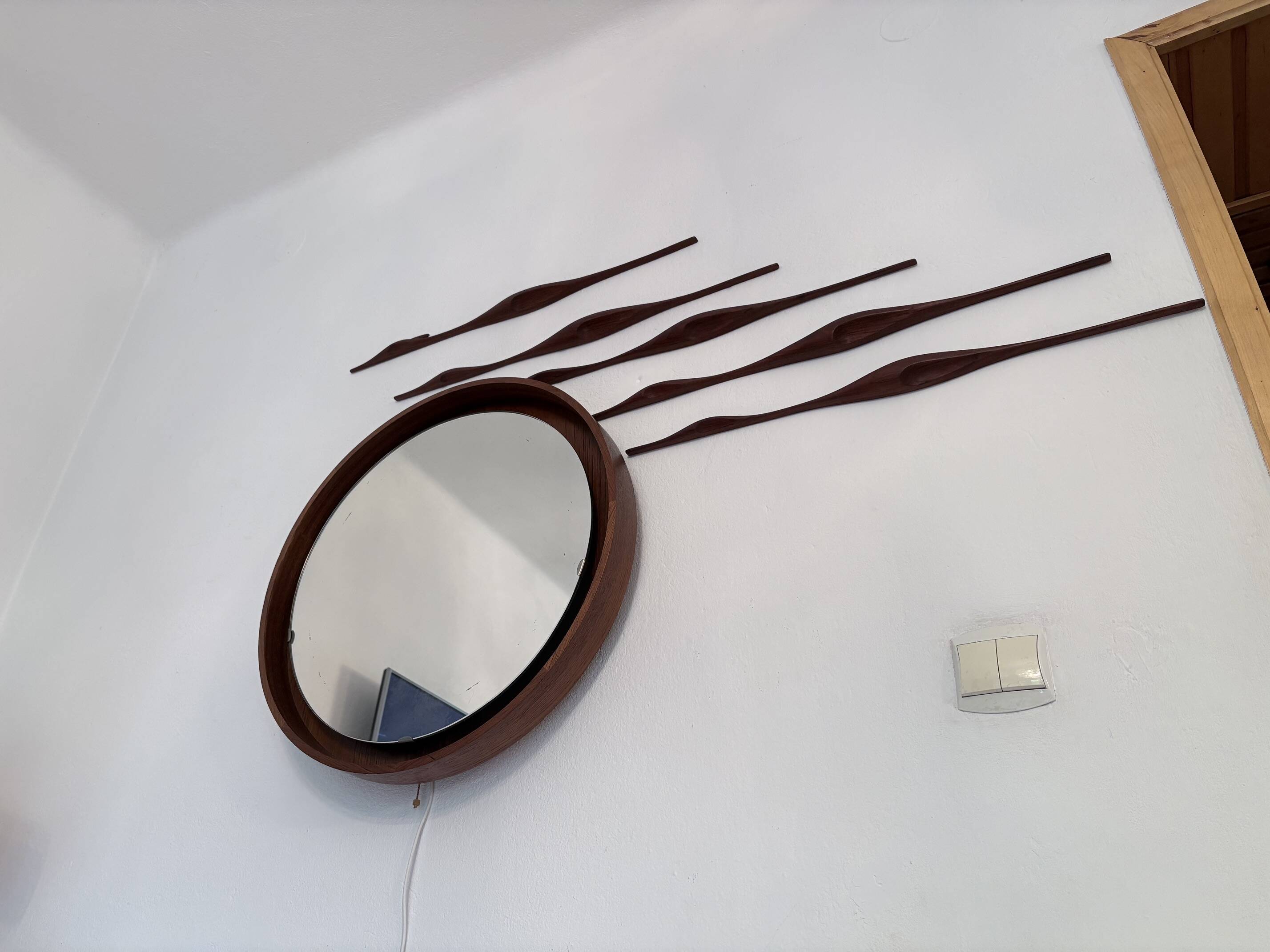 Set of five teak bird wall art, Denmark, 1960s
