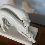 Paire de Barzoi - Lévriers blancs - céramique Art-Deco