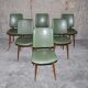 Set of 6 vintage dining room chairs in green skai