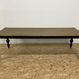 Table à manger style classique en bois, pieds noirs, 12 couverts