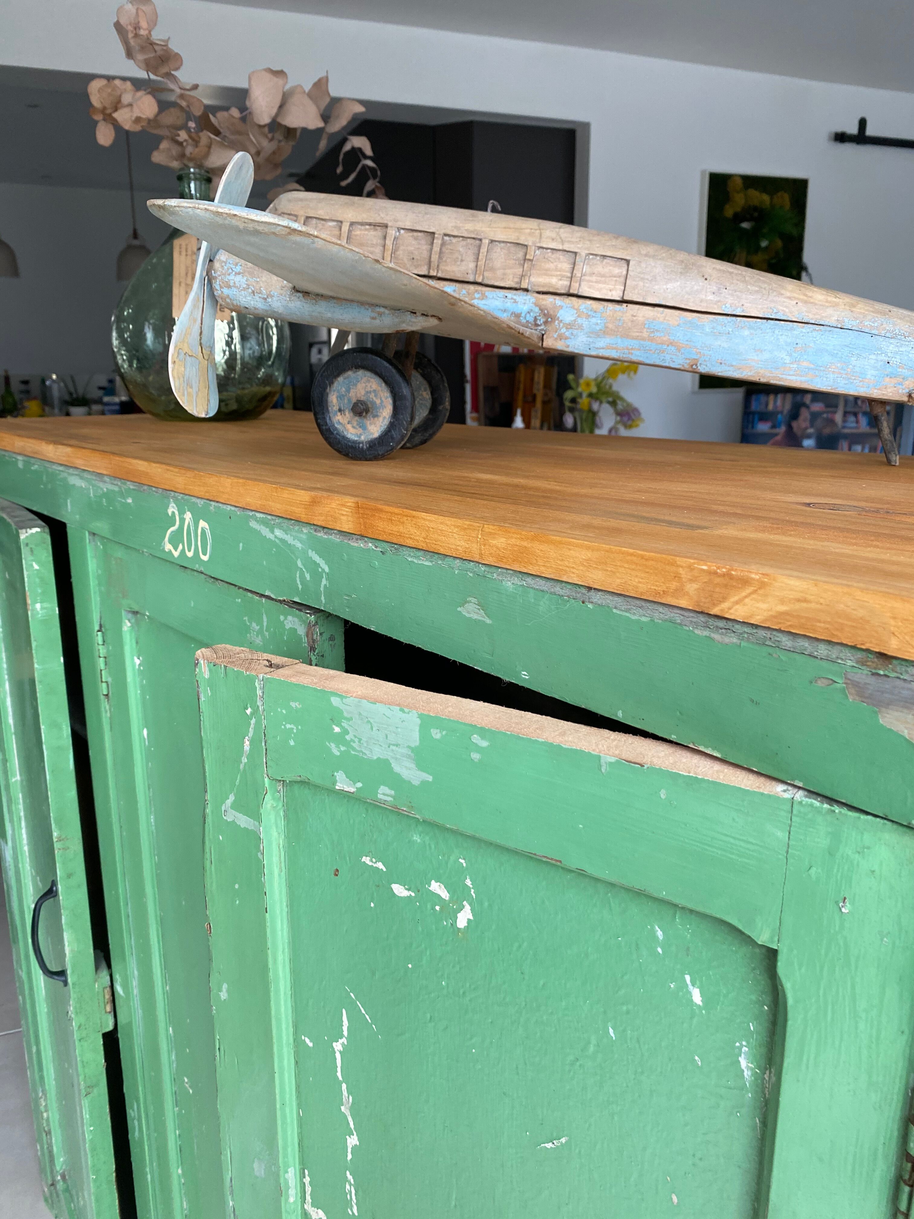 Meuble de métier en bois vintage