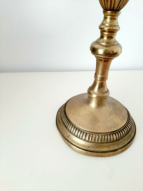 Old brass lamp foot candle holder