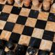 Vintage Peach-and-Black Marble Chessboard with Stone Pieces, Italian 1960s Design – Elegant Gift