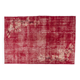 Tapis rouge turc vintage à motif floral
