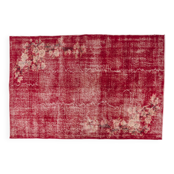 Flower DEsign Vintage Turkish Red Rug