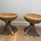 Pair of rattan stools. french work. around 1970
