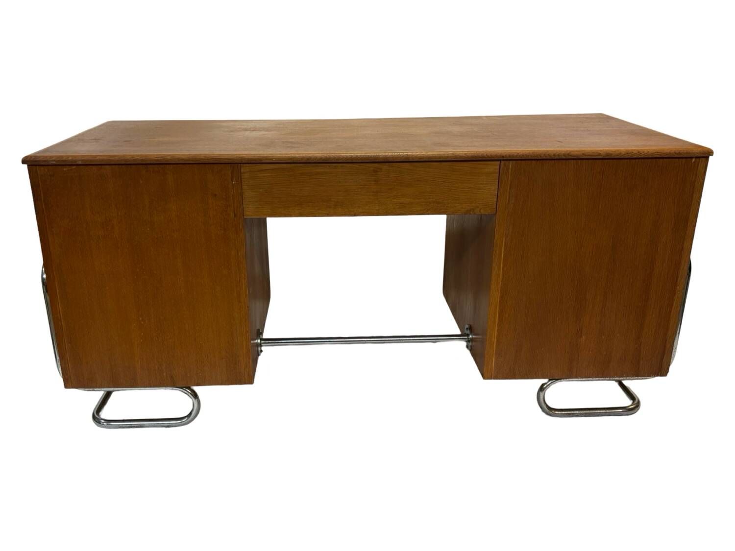 Bureau tubulaire de style Bauhaus du milieu du siècle, design des années 40 en chêne