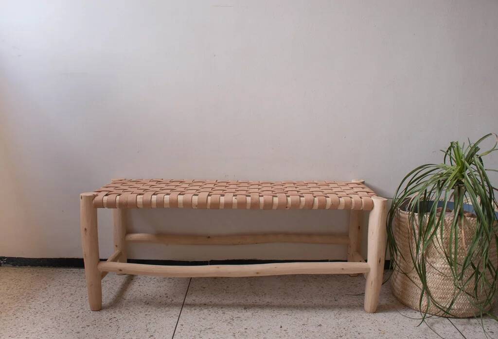 Moroccan leather bench