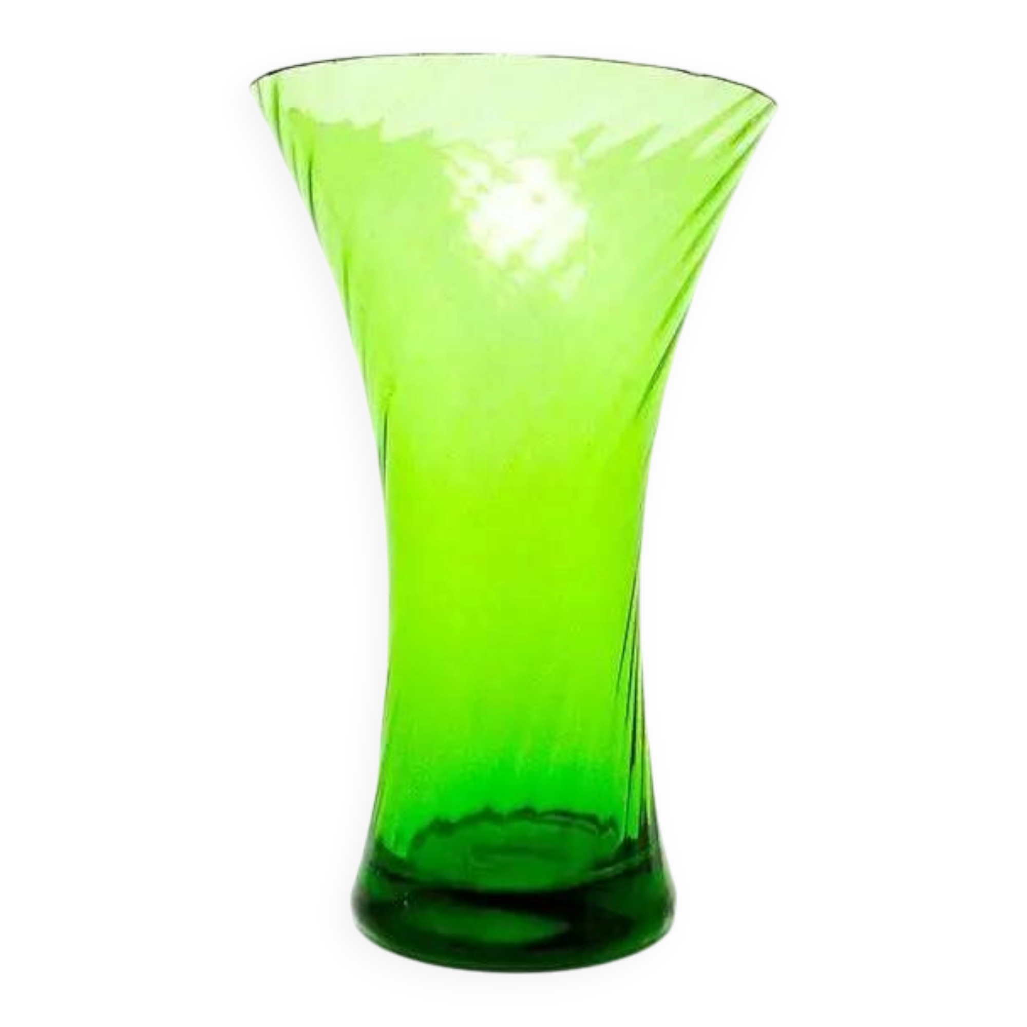 Vase postmoderne, verre vert, Huta Hortensja, Pologne, années 1970