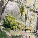 Aquarelle de paysage vintage