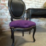 Black Louis XV desk with its medallion chair